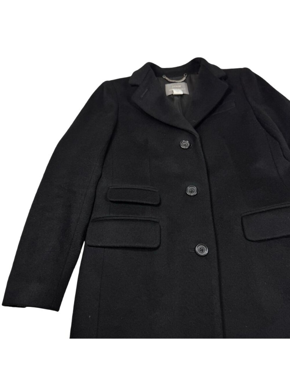 J.Crew Nello Gori Italian Wool Black Pea Coat 2 Thinsulate Minimalist Preppy - Picture 6 of 14